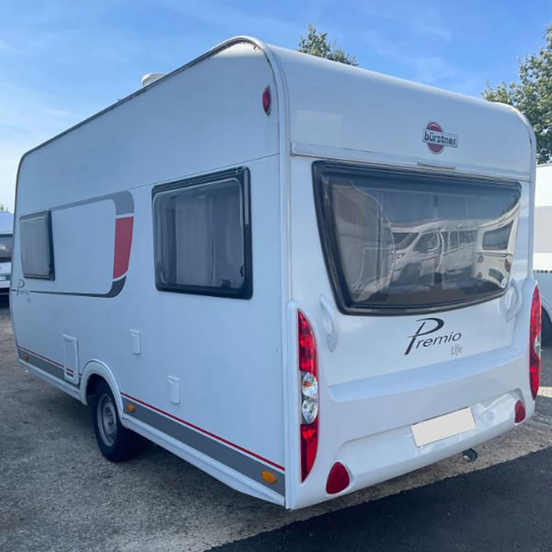 Caravane Bürstner Premio Life 430 TS profil arrière gauche